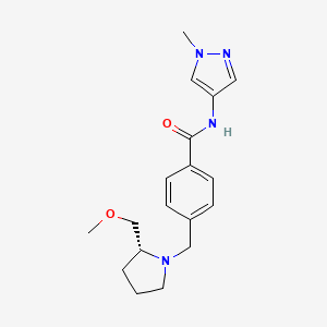molecular formula C18H24N4O2 B3911170 4-{[(2R)-2-(methoxymethyl)pyrrolidin-1-yl]methyl}-N-(1-methyl-1H-pyrazol-4-yl)benzamide 