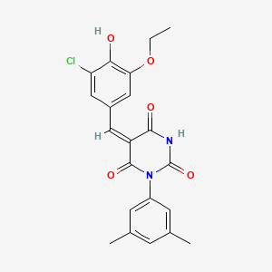 molecular formula C21H19ClN2O5 B3911171 5-(3-chloro-5-ethoxy-4-hydroxybenzylidene)-1-(3,5-dimethylphenyl)-2,4,6(1H,3H,5H)-pyrimidinetrione 