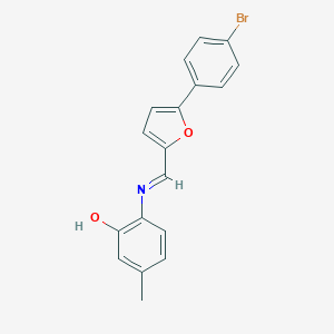 molecular formula C18H14BrNO2 B391119 2-({[5-(4-Bromophenyl)-2-furyl]methylene}amino)-5-methylphenol 