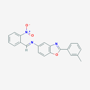 molecular formula C21H15N3O3 B391120 5-({2-Nitrobenzylidene}amino)-2-(3-methylphenyl)-1,3-benzoxazole 