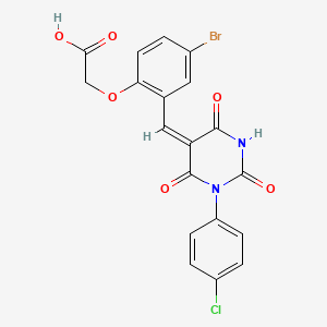 (4-bromo-2-{[1-(4-chlorophenyl)-2,4,6-trioxotetrahydro-5(2H)-pyrimidinylidene]methyl}phenoxy)acetic acid