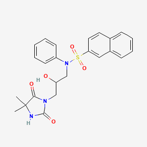 molecular formula C24H25N3O5S B3911228 N-[3-(4,4-dimethyl-2,5-dioxo-1-imidazolidinyl)-2-hydroxypropyl]-N-phenyl-2-naphthalenesulfonamide 