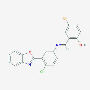 molecular formula C20H12BrClN2O2 B391123 2-({[3-(1,3-Benzoxazol-2-yl)-4-chlorophenyl]imino}methyl)-4-bromophenol 