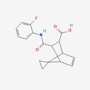 molecular formula C17H16FNO3 B3911261 3-{[(2-fluorophenyl)amino]carbonyl}spiro[bicyclo[2.2.1]heptane-7,1'-cyclopropane]-5-ene-2-carboxylic acid 