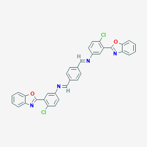 molecular formula C34H20Cl2N4O2 B391127 3-(1,3-benzoxazol-2-yl)-N-[4-({[3-(1,3-benzoxazol-2-yl)-4-chlorophenyl]imino}methyl)benzylidene]-4-chloroaniline 