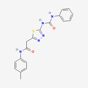molecular formula C18H17N5O2S B3911377 2-{5-[(anilinocarbonyl)amino]-1,3,4-thiadiazol-2-yl}-N-(4-methylphenyl)acetamide 