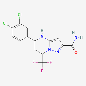 molecular formula C14H11Cl2F3N4O B3911423 5-(3,4-dichlorophenyl)-7-(trifluoromethyl)-4,5,6,7-tetrahydropyrazolo[1,5-a]pyrimidine-2-carboxamide 