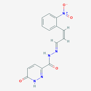 molecular formula C14H11N5O4 B3911479 N'-[3-(2-nitrophenyl)-2-propen-1-ylidene]-6-oxo-1,6-dihydro-3-pyridazinecarbohydrazide 