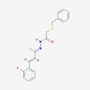 2-(benzylsulfanyl)-N'-[(2E,3E)-4-(2-fluorophenyl)but-3-en-2-ylidene]acetohydrazide