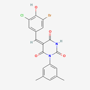molecular formula C19H14BrClN2O4 B3911480 5-(3-bromo-5-chloro-4-hydroxybenzylidene)-1-(3,5-dimethylphenyl)-2,4,6(1H,3H,5H)-pyrimidinetrione 