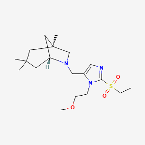 molecular formula C19H33N3O3S B3911497 (1S*,5R*)-6-{[2-(ethylsulfonyl)-1-(2-methoxyethyl)-1H-imidazol-5-yl]methyl}-1,3,3-trimethyl-6-azabicyclo[3.2.1]octane 
