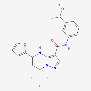 molecular formula C20H19F3N4O3 B3911504 5-(2-furyl)-N-[3-(1-hydroxyethyl)phenyl]-7-(trifluoromethyl)-4,5,6,7-tetrahydropyrazolo[1,5-a]pyrimidine-3-carboxamide 
