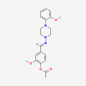 molecular formula C21H25N3O4 B3911525 2-methoxy-4-({[4-(2-methoxyphenyl)-1-piperazinyl]imino}methyl)phenyl acetate 
