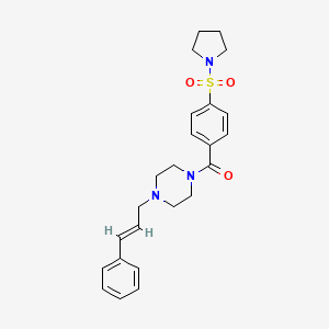 molecular formula C24H29N3O3S B3911545 1-(3-phenyl-2-propen-1-yl)-4-[4-(1-pyrrolidinylsulfonyl)benzoyl]piperazine 