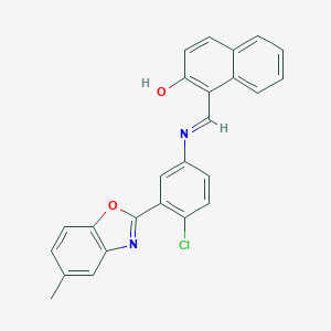 molecular formula C25H17ClN2O2 B391160 1-({[4-Chloro-3-(5-methyl-1,3-benzoxazol-2-yl)phenyl]imino}methyl)-2-naphthol 