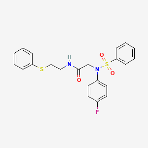 molecular formula C22H21FN2O3S2 B3911601 N~2~-(4-fluorophenyl)-N~2~-(phenylsulfonyl)-N~1~-[2-(phenylthio)ethyl]glycinamide 