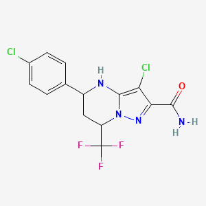molecular formula C14H11Cl2F3N4O B3911612 3-chloro-5-(4-chlorophenyl)-7-(trifluoromethyl)-4,5,6,7-tetrahydropyrazolo[1,5-a]pyrimidine-2-carboxamide 