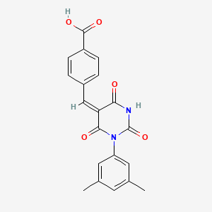 molecular formula C20H16N2O5 B3911614 4-{[1-(3,5-dimethylphenyl)-2,4,6-trioxotetrahydro-5(2H)-pyrimidinylidene]methyl}benzoic acid 