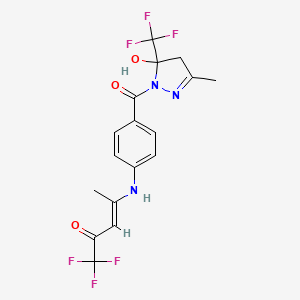 molecular formula C17H15F6N3O3 B3911632 1,1,1-trifluoro-4-[(4-{[5-hydroxy-3-methyl-5-(trifluoromethyl)-4,5-dihydro-1H-pyrazol-1-yl]carbonyl}phenyl)amino]-3-penten-2-one CAS No. 6077-14-1
