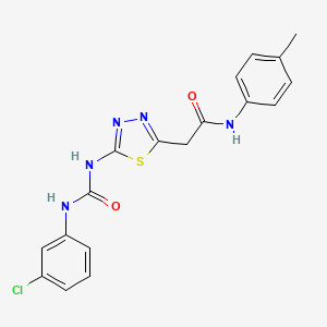 molecular formula C18H16ClN5O2S B3911670 2-[5-({[(3-chlorophenyl)amino]carbonyl}amino)-1,3,4-thiadiazol-2-yl]-N-(4-methylphenyl)acetamide 