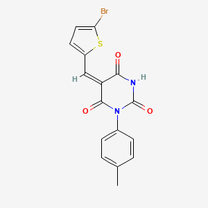 molecular formula C16H11BrN2O3S B3911672 5-[(5-bromo-2-thienyl)methylene]-1-(4-methylphenyl)-2,4,6(1H,3H,5H)-pyrimidinetrione 