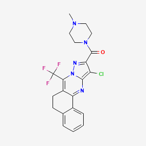molecular formula C21H19ClF3N5O B3911737 11-chloro-10-[(4-methyl-1-piperazinyl)carbonyl]-7-(trifluoromethyl)-5,6-dihydrobenzo[h]pyrazolo[5,1-b]quinazoline 