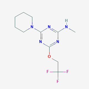 molecular formula C11H16F3N5O B3911778 N-methyl-4-(1-piperidinyl)-6-(2,2,2-trifluoroethoxy)-1,3,5-triazin-2-amine 