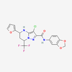 molecular formula C19H14ClF3N4O4 B3911822 N-1,3-benzodioxol-5-yl-3-chloro-5-(2-furyl)-7-(trifluoromethyl)-4,5,6,7-tetrahydropyrazolo[1,5-a]pyrimidine-2-carboxamide 