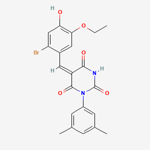 molecular formula C21H19BrN2O5 B3911833 5-(2-bromo-5-ethoxy-4-hydroxybenzylidene)-1-(3,5-dimethylphenyl)-2,4,6(1H,3H,5H)-pyrimidinetrione 