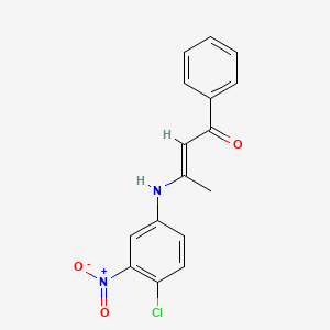 molecular formula C16H13ClN2O3 B3911837 3-[(4-chloro-3-nitrophenyl)amino]-1-phenyl-2-buten-1-one 
