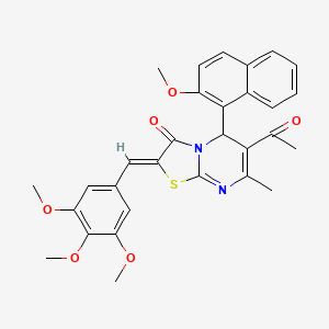 molecular formula C30H28N2O6S B3911845 6-acetyl-5-(2-methoxy-1-naphthyl)-7-methyl-2-(3,4,5-trimethoxybenzylidene)-5H-[1,3]thiazolo[3,2-a]pyrimidin-3(2H)-one 