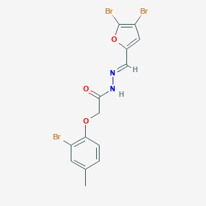 molecular formula C14H11Br3N2O3 B391187 2-(2-bromo-4-methylphenoxy)-N'-[(4,5-dibromo-2-furyl)methylene]acetohydrazide 