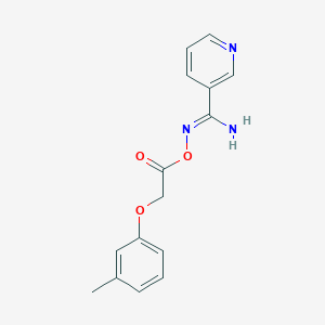 molecular formula C15H15N3O3 B3911874 N'-{[2-(3-methylphenoxy)acetyl]oxy}-3-pyridinecarboximidamide 