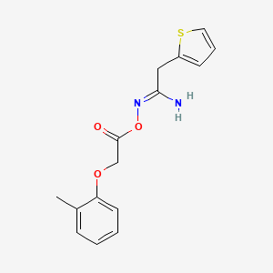 molecular formula C15H16N2O3S B3911881 N'-{[(2-methylphenoxy)acetyl]oxy}-2-(2-thienyl)ethanimidamide 