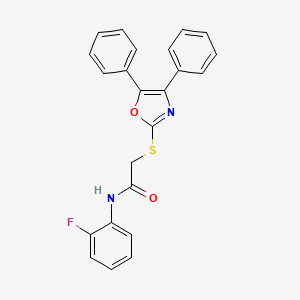 molecular formula C23H17FN2O2S B3911886 2-[(4,5-diphenyl-1,3-oxazol-2-yl)thio]-N-(2-fluorophenyl)acetamide 
