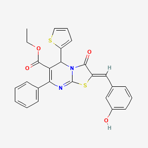 ethyl 2-(3-hydroxybenzylidene)-3-oxo-7-phenyl-5-(2-thienyl)-2,3-dihydro-5H-[1,3]thiazolo[3,2-a]pyrimidine-6-carboxylate