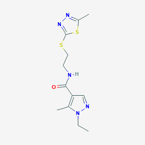 molecular formula C12H17N5OS2 B3911930 1-ethyl-5-methyl-N-{2-[(5-methyl-1,3,4-thiadiazol-2-yl)thio]ethyl}-1H-pyrazole-4-carboxamide 