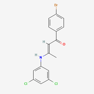 molecular formula C16H12BrCl2NO B3911934 1-(4-bromophenyl)-3-[(3,5-dichlorophenyl)amino]-2-buten-1-one 