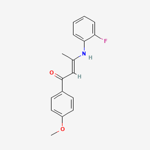 molecular formula C17H16FNO2 B3911942 3-[(2-fluorophenyl)amino]-1-(4-methoxyphenyl)-2-buten-1-one 