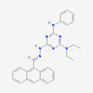 molecular formula C28H27N7 B391198 9-Anthracenecarbaldehyde [4-anilino-6-(diethylamino)-1,3,5-triazin-2-yl]hydrazone 