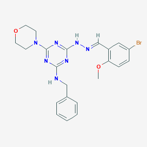 molecular formula C22H24BrN7O2 B391202 5-Bromo-2-methoxybenzaldehyde [4-(benzylamino)-6-(4-morpholinyl)-1,3,5-triazin-2-yl]hydrazone 