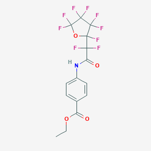 molecular formula C15H10F9NO4 B391205 Ethyl 4-{[difluoro(2,3,3,4,4,5,5-heptafluorotetrahydro-2-furanyl)acetyl]amino}benzoate CAS No. 331445-61-5