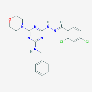 molecular formula C21H21Cl2N7O B391207 2,4-Dichlorobenzaldehyde [4-(benzylamino)-6-(4-morpholinyl)-1,3,5-triazin-2-yl]hydrazone 