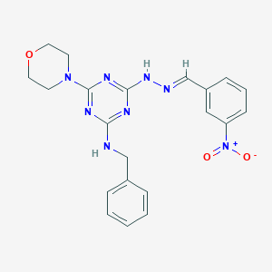 molecular formula C21H22N8O3 B391208 3-Nitrobenzaldehyde [4-(benzylamino)-6-(4-morpholinyl)-1,3,5-triazin-2-yl]hydrazone 
