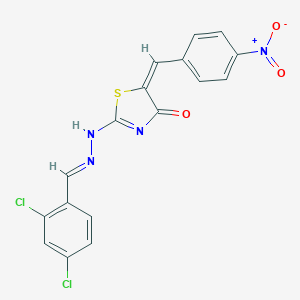 (5E)-2-[(2E)-2-[(2,4-dichlorophenyl)methylidene]hydrazinyl]-5-[(4-nitrophenyl)methylidene]-1,3-thiazol-4-one