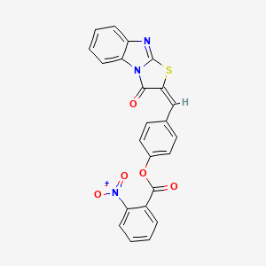 molecular formula C23H13N3O5S B3912110 4-[(3-oxo[1,3]thiazolo[3,2-a]benzimidazol-2(3H)-ylidene)methyl]phenyl 2-nitrobenzoate 