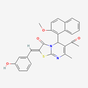 molecular formula C27H22N2O4S B3912131 6-acetyl-2-(3-hydroxybenzylidene)-5-(2-methoxy-1-naphthyl)-7-methyl-5H-[1,3]thiazolo[3,2-a]pyrimidin-3(2H)-one 