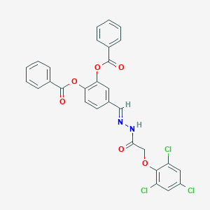 molecular formula C29H19Cl3N2O6 B391215 2-(Benzoyloxy)-4-{2-[(2,4,6-trichlorophenoxy)acetyl]carbohydrazonoyl}phenyl benzoate 