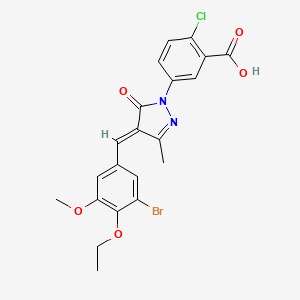 molecular formula C21H18BrClN2O5 B3912154 5-[4-(3-bromo-4-ethoxy-5-methoxybenzylidene)-3-methyl-5-oxo-4,5-dihydro-1H-pyrazol-1-yl]-2-chlorobenzoic acid 