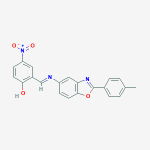 molecular formula C21H15N3O4 B391216 4-Nitro-2-({[2-(4-methylphenyl)-1,3-benzoxazol-5-yl]imino}methyl)phenol 